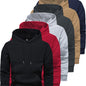 6-Piece Men's Long-sleeved Solid Color Hooded Sweatshirt
