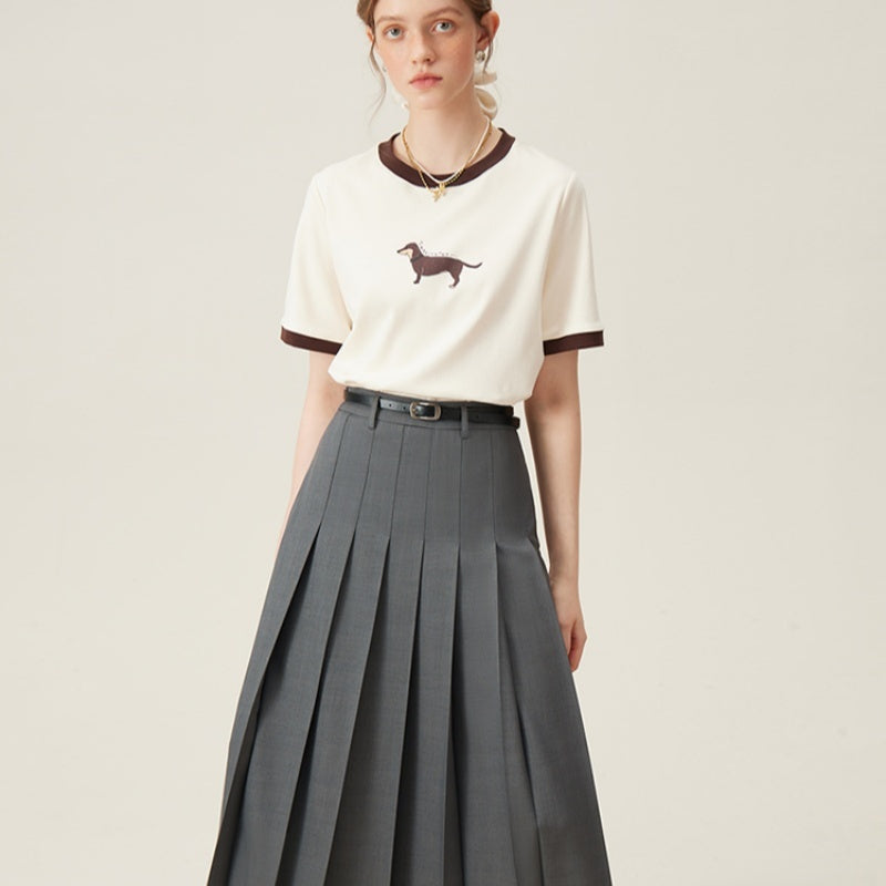 Retro Short Sleeve T-shirt Contrast Color