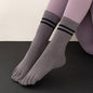 Yoga Socks Non-slip Professional Women's Toe Socks Sports Running Fitness Skipping Rope Pressure Mid-calf Pilates Socks