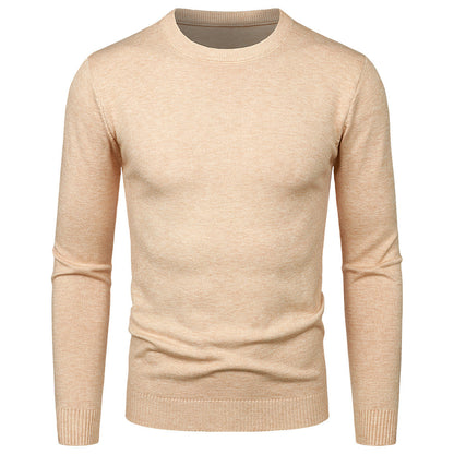 Men's Round Neck Sweater Solid Color Simple Free Size Long Sleeve Sweater