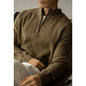 Machine Washable Wool Men's Warm Half Turtleneck Zipper Sweater
