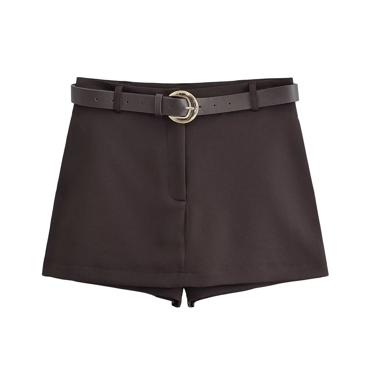 Autumn New Double-breasted Retro Women's Suit Metal Buckle Belt Culottes