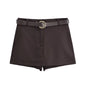 Autumn New Double-breasted Retro Women's Suit Metal Buckle Belt Culottes