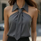 Polo Collar Tie Shirt Women's Design Vest