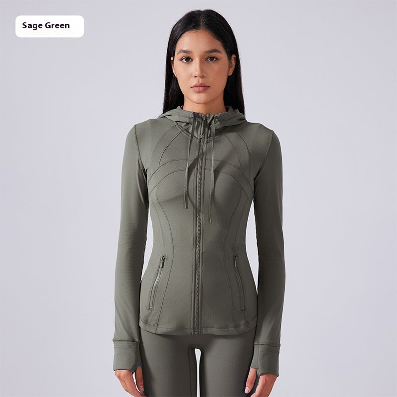 Yoga Clothes Coat Women's Body Shaping And Slim Looking Hooded Zipper