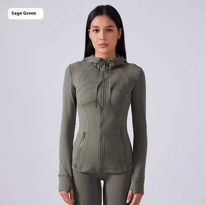 Yoga Clothes Coat Women's Body Shaping And Slim Looking Hooded Zipper