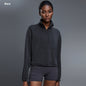 Half Zipped Stand Collar Short Sports Casual Loose Shoulder Long-sleeved Sweater