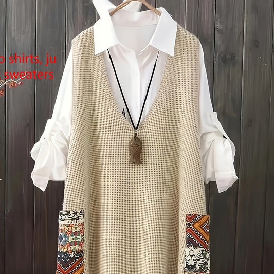 Women's Knitted Vest Loose V-neck