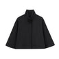 French Design Blended Stand Collar Cape Coat