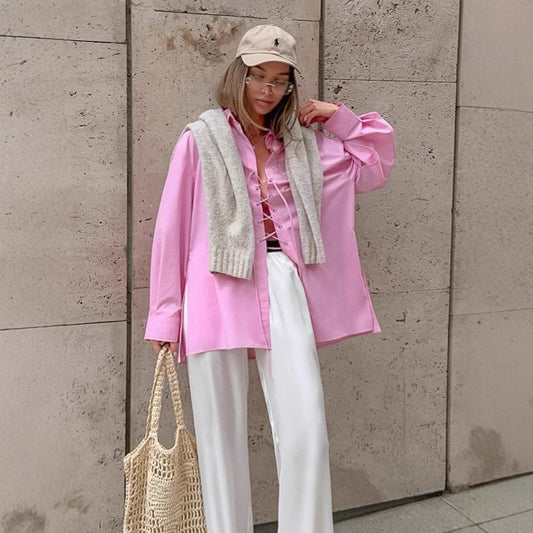 Women's All-matching Lapel Rope Lace-up Long Sleeve Shirt