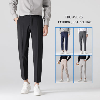 Mens Plus-Size Slim-Fit Solid-Color Capri Dress Pants