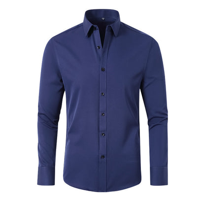 Full Elastic Force Shirt Men's Non-ironing Anti-wrinkle Solid Color