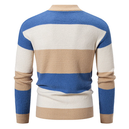 Fall Winter Men Color Matching Rhombus Twisted Sweater