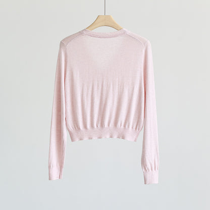 Spring And Summer Fashionable Soft And Comfortable V-neck Short Sweater