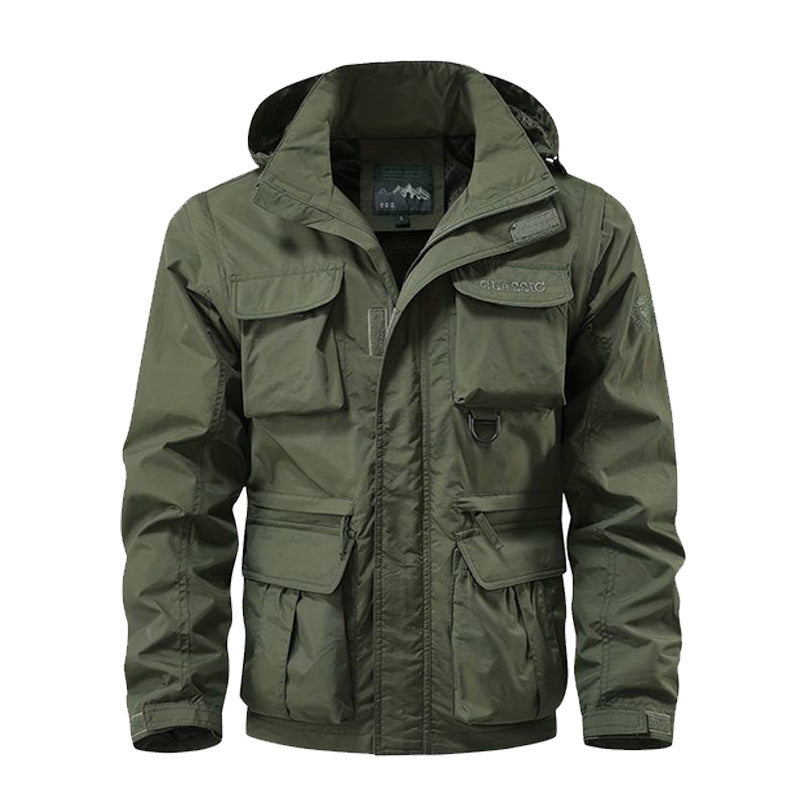 Outdoor Windproof Shell Jacket Loose Plus Size Casual Multi-pocket Workwear Jacket