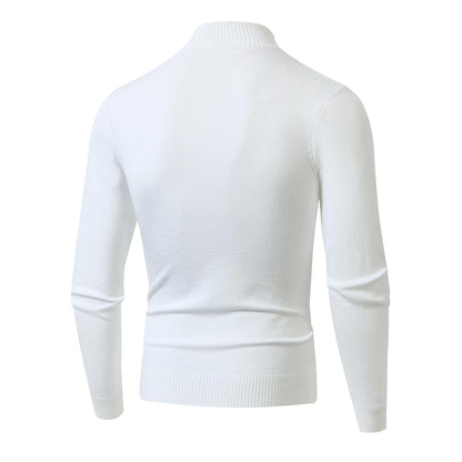 Fashion Rhombus Sweater Men's Casual Stand Collar Long Sleeve Half Zipper Sweater