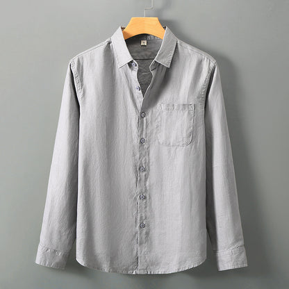 Linen Shirt Men's Long Sleeve Loose Thin Casual