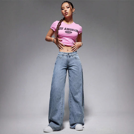 Retro Straight-leg Pants Loose Denim Trousers