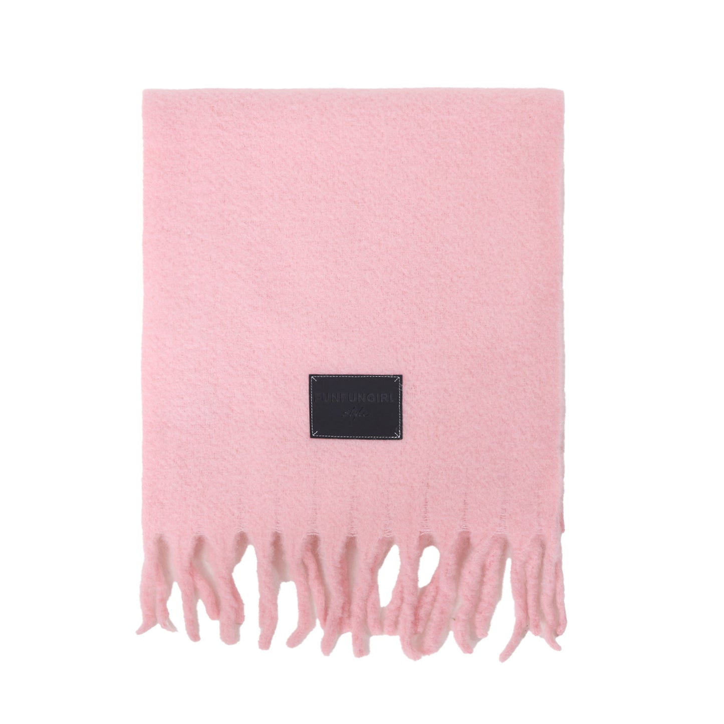 Solid Color Fringe Wool Scarf Women's Thickened Warm Neck Wrap