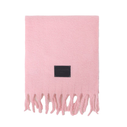 Solid Color Fringe Wool Scarf Women's Thickened Warm Neck Wrap