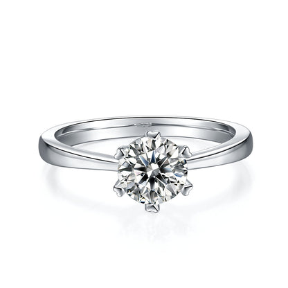 Snowflake Blooming - A Wedding Ring Set With 1-carat Top-quality Moissanite S925 Silver And Platinum-plated Diamond. The Ring Can Be Inspected With A Diamond Pen