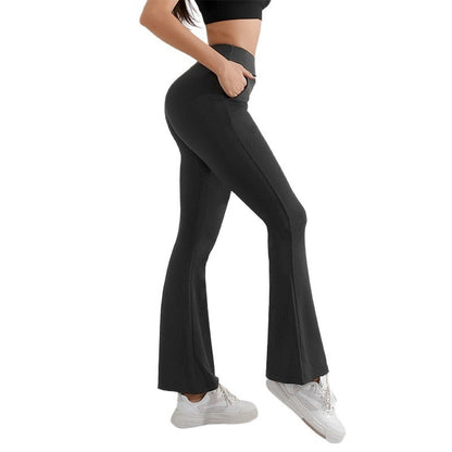 Women's High Waist Hip Lift Stretch Brushed Pocket Shark Pants