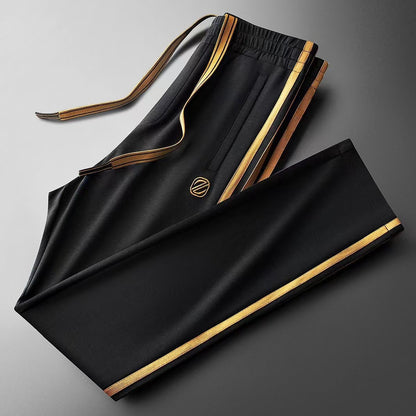 Light-luxury Blue Side Stripes In A Contrasting Color Slim-fit Casual Style