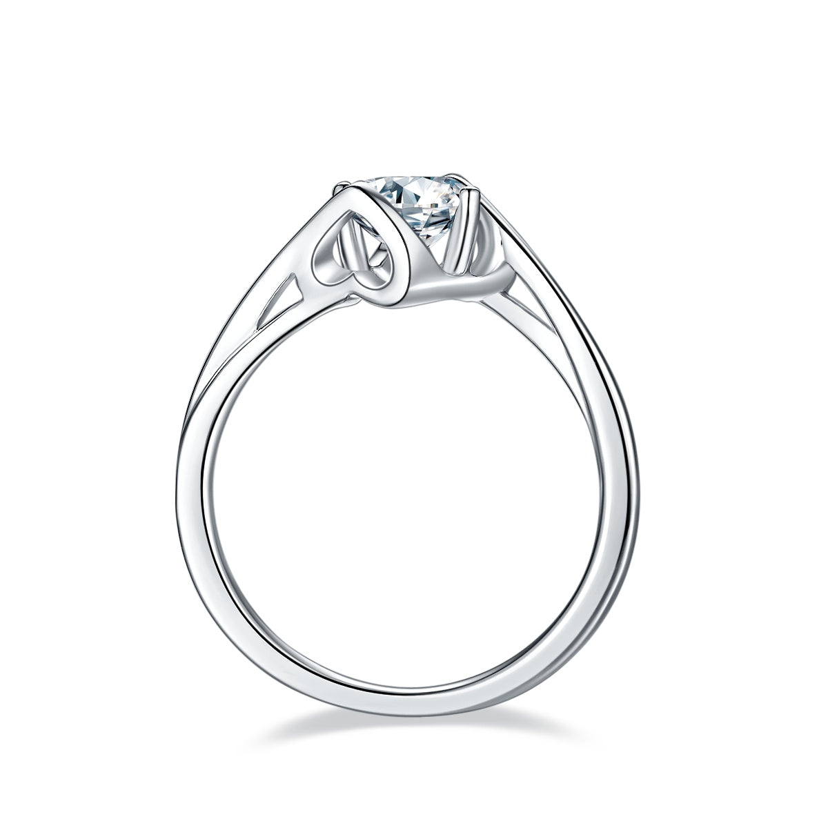 Angel's Heart - Set With 1-carat Top-quality Moissanite S925 Silver And Platinum-plated Diamond Wedding Ring. The Ring Can Be Inspected With A Diamond Pen