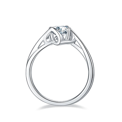 Angel's Heart - Set With 1-carat Top-quality Moissanite S925 Silver And Platinum-plated Diamond Wedding Ring. The Ring Can Be Inspected With A Diamond Pen