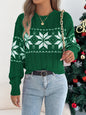 Snowflake Pattern Lantern Sleeve Pullover Sweater