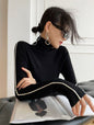French High-neck Knit Sweater Women
