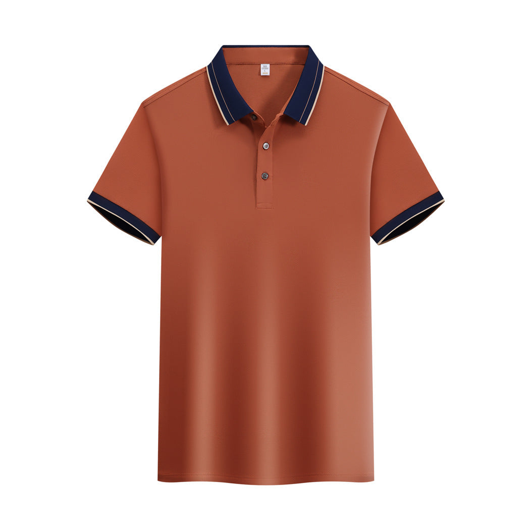 Ice Ion Mercerized Pearl Cotton Color Matching Collar Polo Shirt For Men And Women