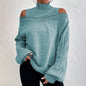 Women's Cold Shoulder Sweater - Sexy High Neck Cut Out Pullover Long Sleeve Top