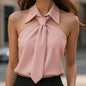 Polo Collar Tie Shirt Women's Design Vest