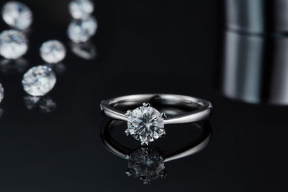 Snowflake Blooming - A Wedding Ring Set With 1-carat Top-quality Moissanite S925 Silver And Platinum-plated Diamond. The Ring Can Be Inspected With A Diamond Pen