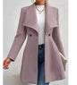 Slim-fit Long Fashion Lapel Women's Wool Coat