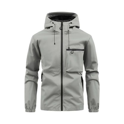 Men's Fashion Casual Hooded Solid Color Multi-pocket Work Pants Outdoor Coat