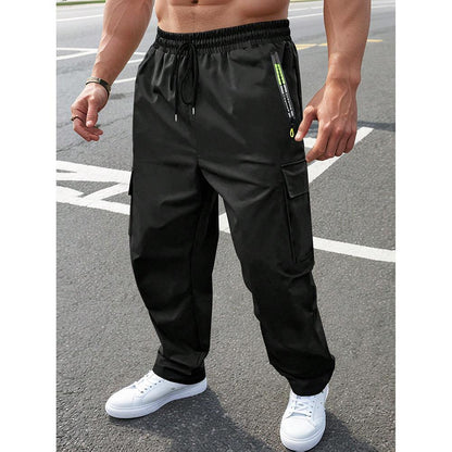 Mens Casual Workwear Pants With Loose Fit And Large Pockets
