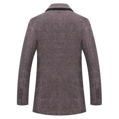 Fall Winter Men's Woolen Coat Fashion Polo Collar Cotton Scarf