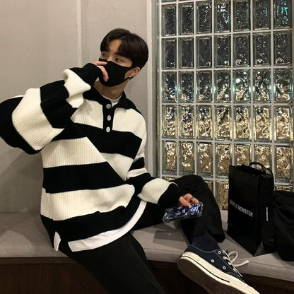 Coat Sweater Men's Loose All-matching Striped