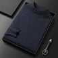 Men's Sweater Slim Fit Pure Color Half Collar Knitted Bottoming Shirt