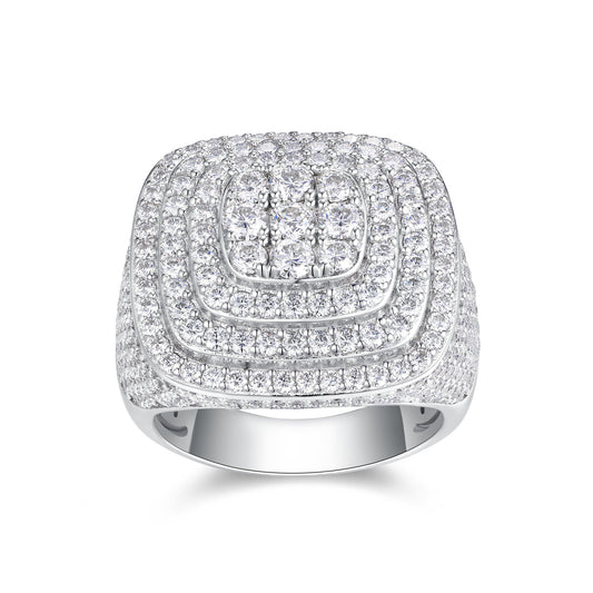 The Legendary King - Men's Ring, Diamond Ring And Wedding Ring Set With Top-quality Moissanite S925 Silver And Platinum-plated. The Ring Can Be Inspected With A Diamond Pen