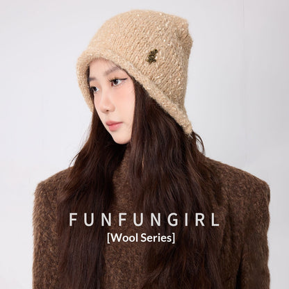 Letter Wool Yarn Warm Ear Protection Knitted Hat