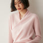 Women's Solid Color V-Neck Cross Cashmere Sweater Top
