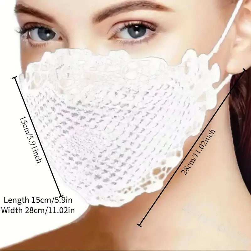 6PCS Sexy Lace Face Mask For Women- Adjustable Ear Loops- Cute, Sexy Washable And Reusable
