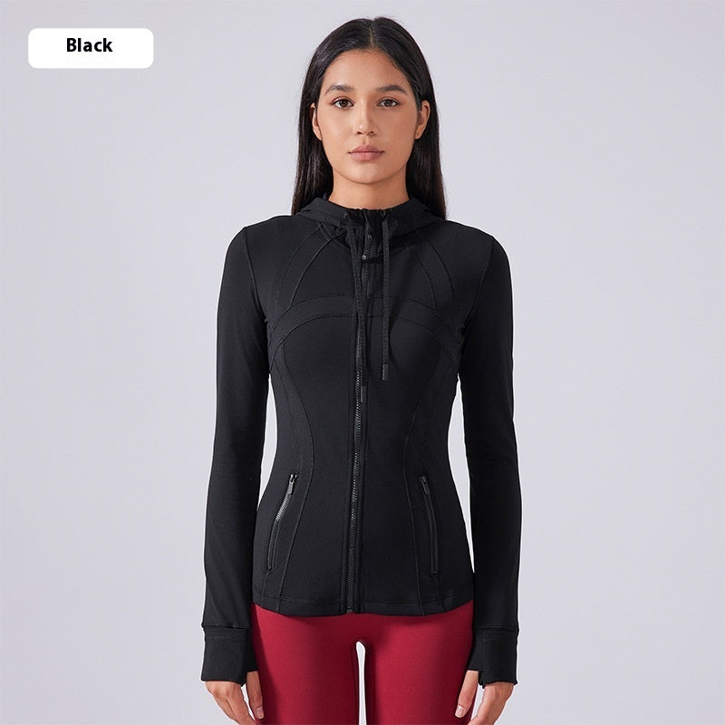 Yoga Clothes Coat Women's Body Shaping And Slim Looking Hooded Zipper