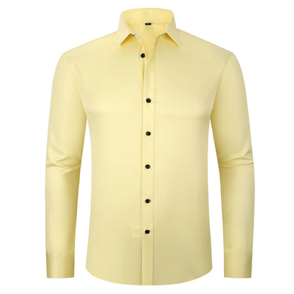 Full Elastic Force Shirt Men's Non-ironing Anti-wrinkle Solid Color