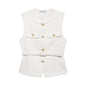 Spring New Casual Belt Vest Women's Clothing With Belt Texture Vest