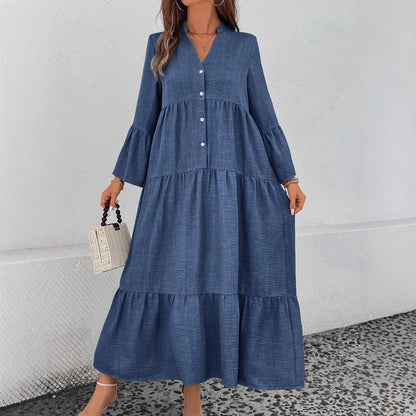 Multi-layer Pleated Loose Stitching Texture Dress