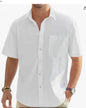 Men's Cotton And Linen Short Sleeve Shirt Top